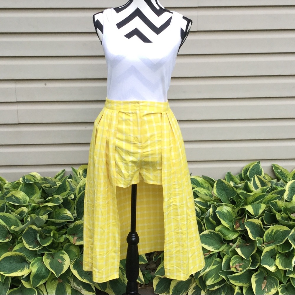 New ASOS Yellow Checked Long Skort - Picture 4 of 8